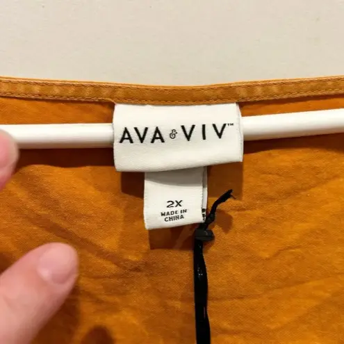 Ava & Viv Ava &‎ Viv Women's Copper Pumpkin 3/4 Ballon Sleeve Ruffle Hem Dress size 2X NWT