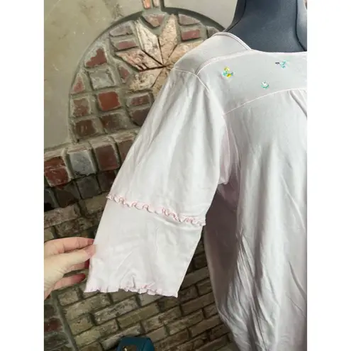 Norm thompson nightgown jersey knit pink floral knee length Size L