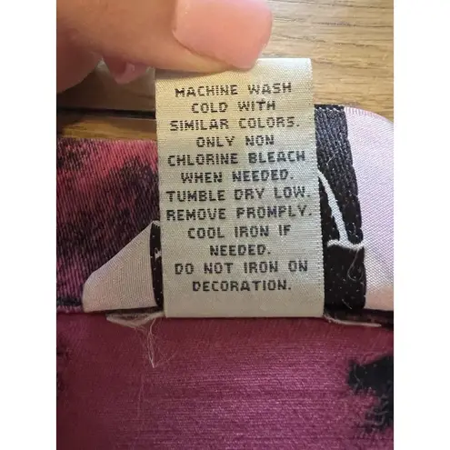 H&J Women Size 1X Water Color Print Denim Jean Jacket Artsy Buttons Cotton City