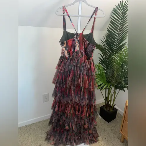 Hutch Avani sienna wildflower tiered floral tulle maxi dress ruffle size 14
