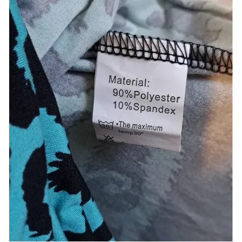 NWT Karalin Maxi Dress Women Sz 14W Teal/Black Aztec Print Banded Waist y2k