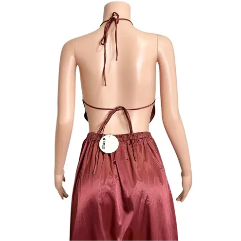 STAUD Sidney Halter Maxi Dress, Tawney Port, Medium