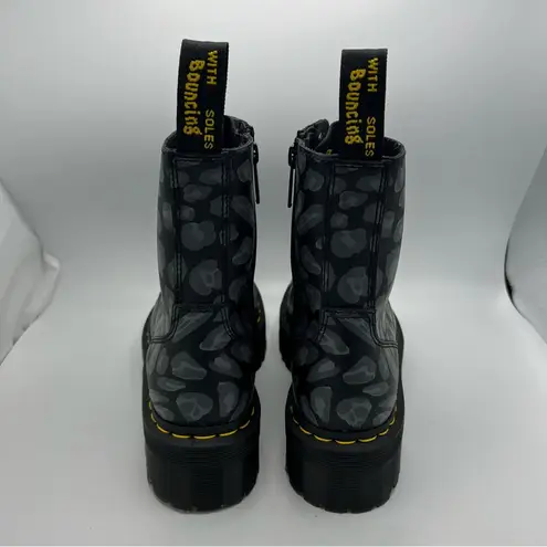 Dr. Martens  Jadon Black Distorted Leopard Backhand Platform Boots Size US 8 EU 39