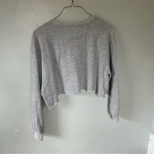 Pennzoil Cropped Crewneck Long Sleeve Oversize Sweatshirt Grey XL X