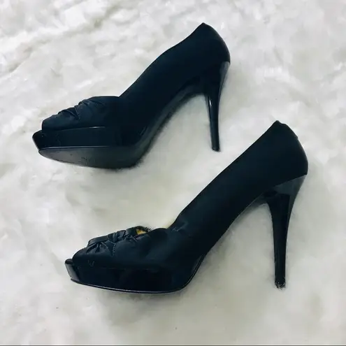 ZARA  Collection Black Satin Platform Pumps Size 8/ 39