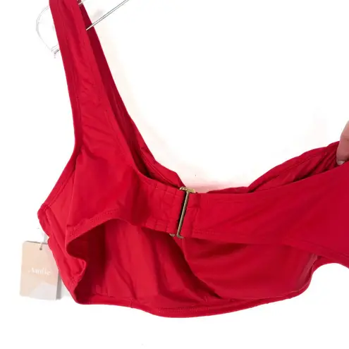 ANDIE NWT Swim Wyndwood Top Cherry Red Flat Bikini Top One Shoulder Size XXL NEW