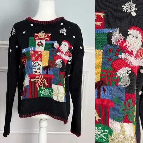 Tiara International VINTAGE Christmas Sweater Size Small Whipstitch Embroidered