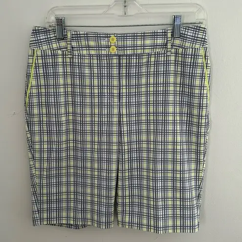 Cutter and Buck Annika Gray/Yellow Plaid Golf Shorts sz 6