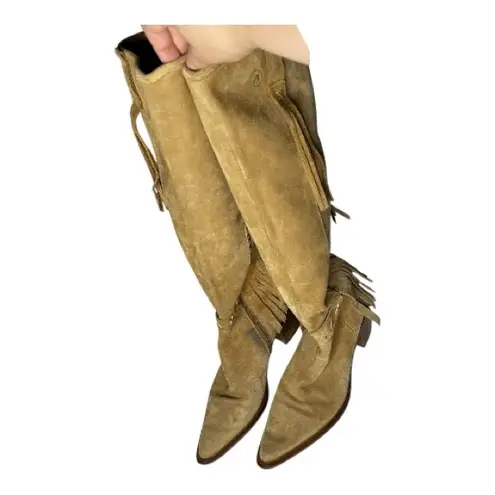 Bronx Tan Fringe Boho Western Cowgirl Heeled Boots Size 8