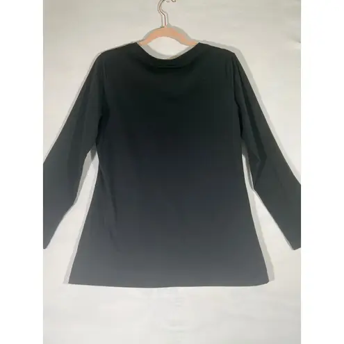 American Crown Women's Long Sleeve V Neck Support The Cure Sequin Tee Bllack XL Black