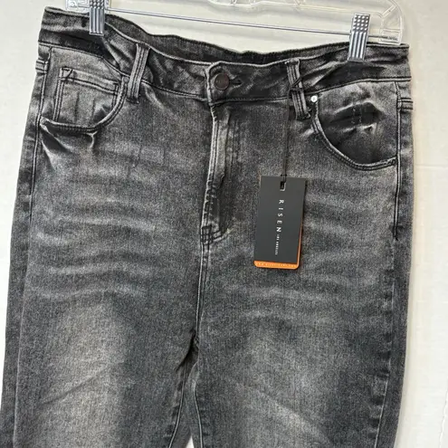 Risen Women's High Rise Distressed Raw Hem Flare Jeans 32/15 NWT Black Size undefined