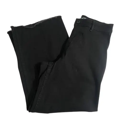 Joseph Ribkoff Black Wide Leg Cropped Jeans Raw Hem Womens Size 6 Style 233970