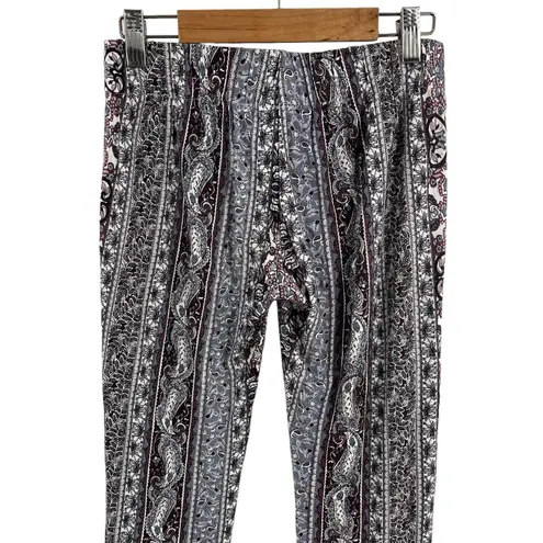 Jaise Paisley Floral Print Flare Leg Pant Size Small Black