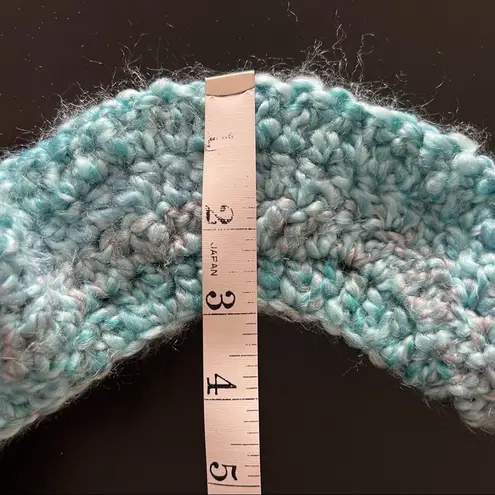 Handmade Potato Chip Scarf Blue Crochet Eyelash Knit