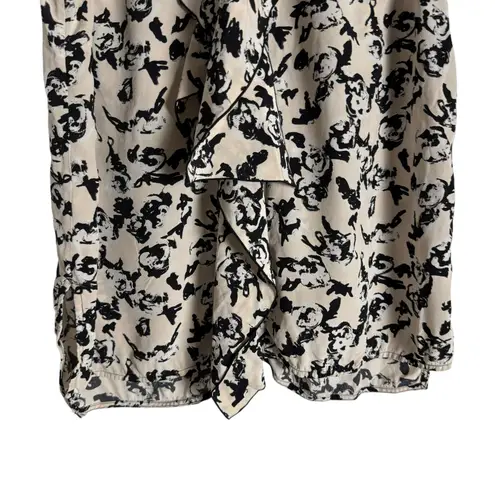 Proenza Schouler Scribble Rose Floral Sleeveless Silk Ruffle Top Size 4