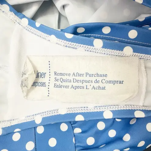 Ruby Ribbon Size 12 Blue White Polka Dot One Piece Swimsuit Halter Ruched Retro