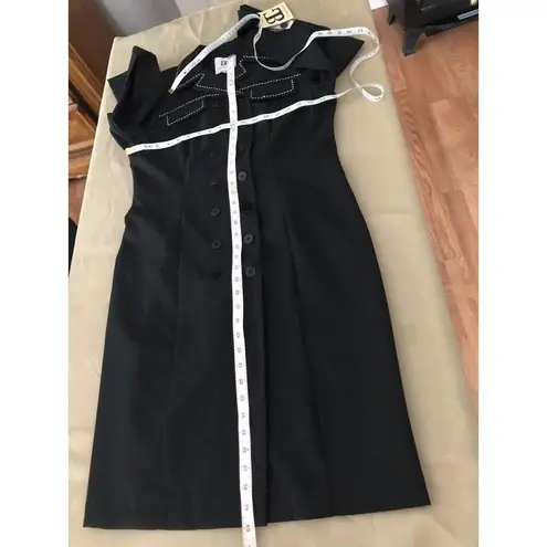 Bahari Group Womens Black Solid Polyester Buttons Front Long Overcoat Si… Size 10