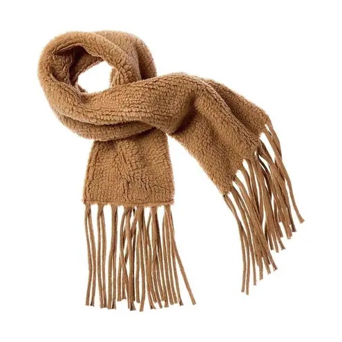 Stella McCartney Fringe Wool Blend Brown / Tan Scarf $558
