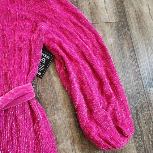 Retrofete Gabrielle Robe Dress in Pink Sequins Size Medium NWT Long Sleeve