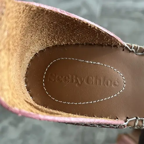 See By Chloe See by Chloé Glyn Calf Leather Espadrille Platform Wedge Sandals, Size 42 NWT