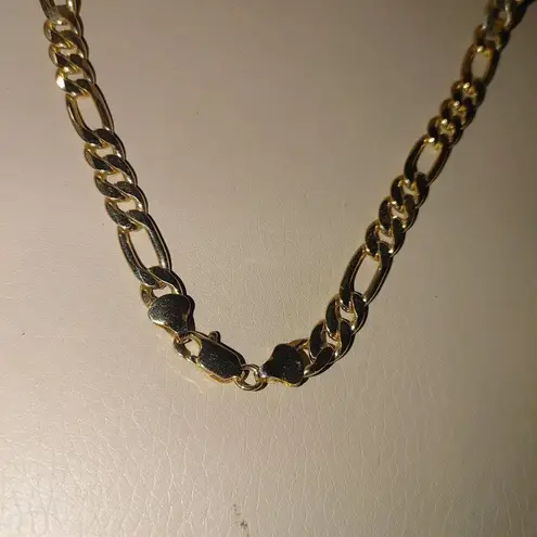 Mens 18K Gold Plated Figaro Chain Necklace 20 Inches Lobster Clasp Quarter Inch