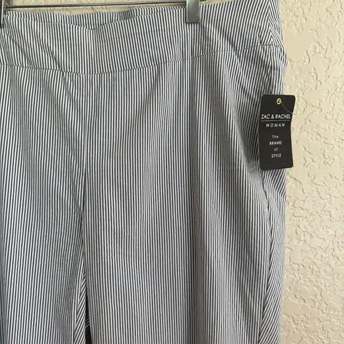Zac & Rachel 2X Blue White Striped Pullon Ankle Pants with Millennium Fabric Size XXL