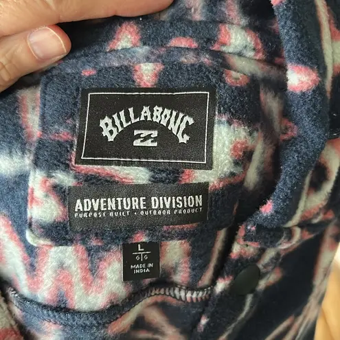 Billabong  navy polar fleece hoodie adventure pull over boho tribal printed L​