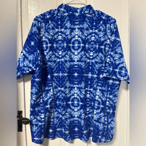 Coolibar Blue Short sleeve 1/4 zip sun protection top size xxl
