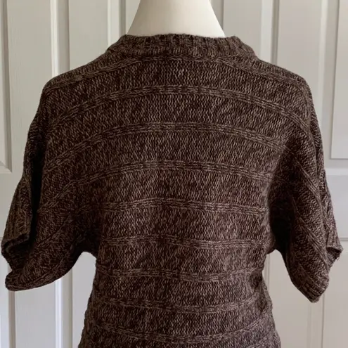 Love Change Sweater Brown Cable Knit Short Sleeve V