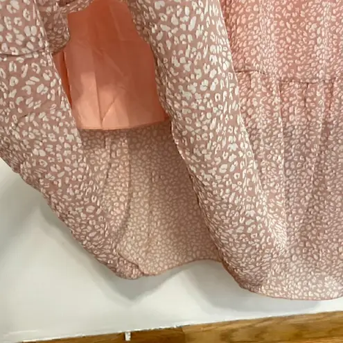 FASHION Flowy Midi Tiered Ditsy Floral Dress Rose Pink Faux Wrap XXL