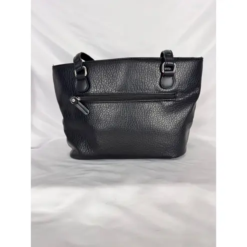 Giani Bernini Black Pebble Leather Tote Bag Shoulder Bag Zip Pocket
