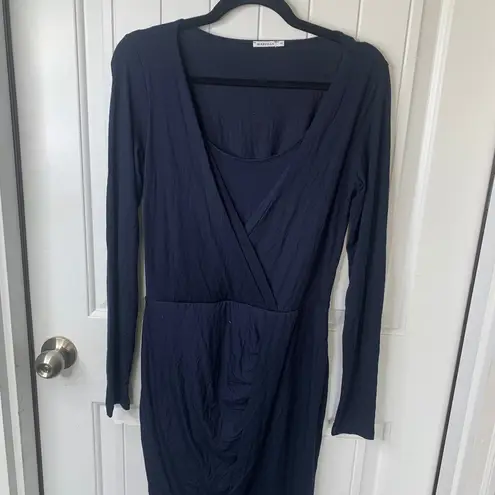 Marella by max mara faux Wrap Dress Long Sleeve Jersey quiet luxury Dress Medium Blue
