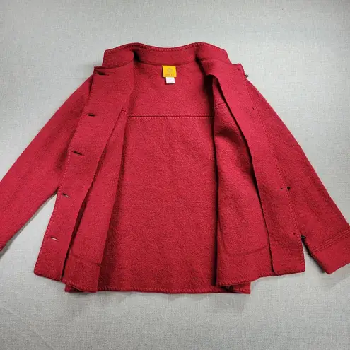 Ruby Rd  Womens Jacket Size S Red Wool Patch Pockets Chinese Traditional Style