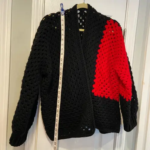 Handmade Crochet Granny Square One Size Cozy Cardigan Boho Chunky Knit Sweater