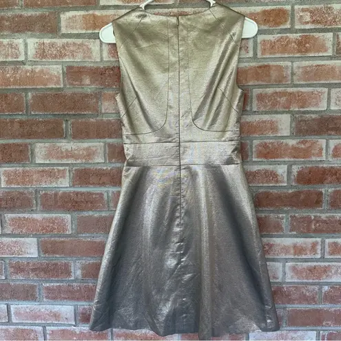 Karen Millen Metallic Champagne Gold Cocktail Dress Women’s 4 Fit Flare