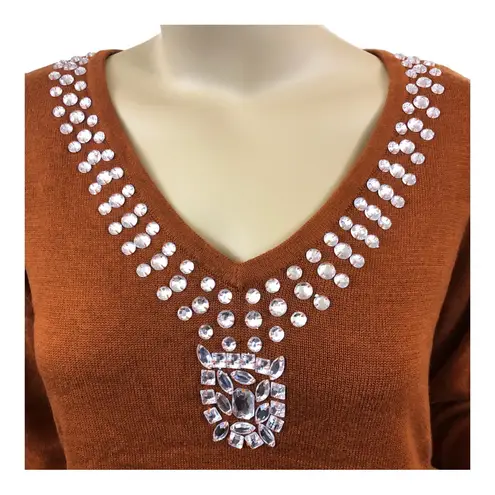 Global Chic by IMAN Touch of Cashmere Saddle Brown Sweater / Tunic. Size: XS