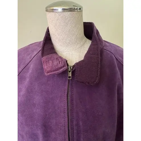 Starting Point Womens Purple Split Pig Skin Leather Bomber Jacket Vintage Size M Size M
