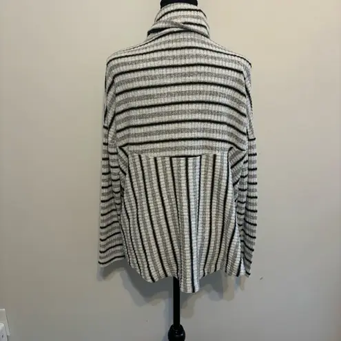 Anthropologie  Saturday Sunday Oversized Hi Low Turtleneck Striped Sweater Size S