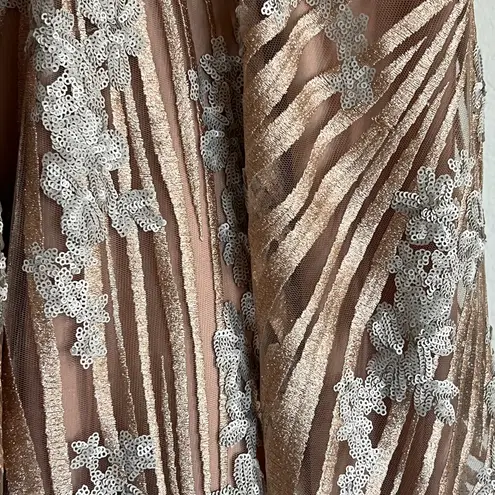 Badgley Mischka Belle Ava Embellished Sequin Lace High Low Dress