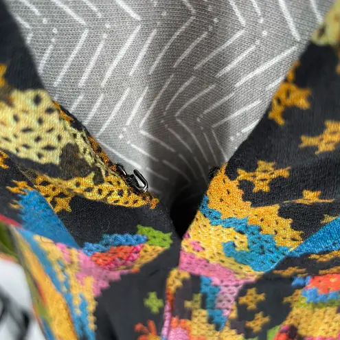 Farm Rio Flowy Maxi Dress Macaw Island Tropical Cross Stitch Print Long Sleeve S