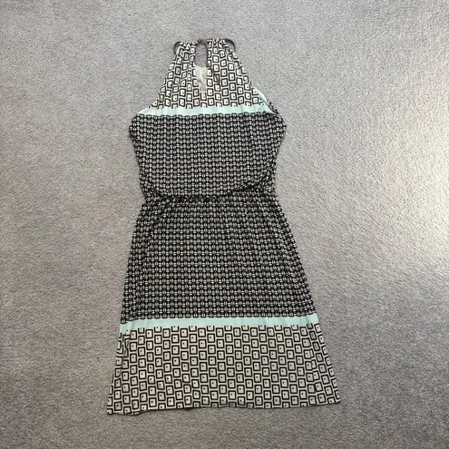 MSK Geometric Print Halter Blouson Dress Multiple Size L