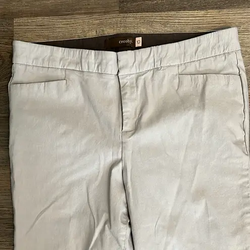 Crosby Women’s Gray Skinny Versatile Flat Front Pants 10