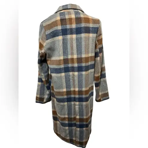Sage NWT Plaid Blue Brown Coat Sz Medium