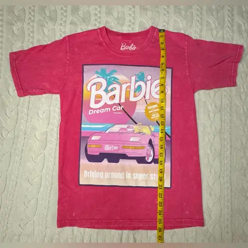 Hot Pink Acid Wash Barbie Dream Car Graphic Tee