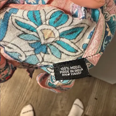 Tolani Multicolor Boho Paisley Handkerchief Hem Midi Dress 100% Modal