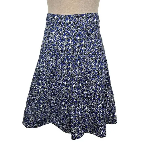 Marni Floral Blue Print Flares A Line Midi Skirt Made in Italy 40 US 4 Linen