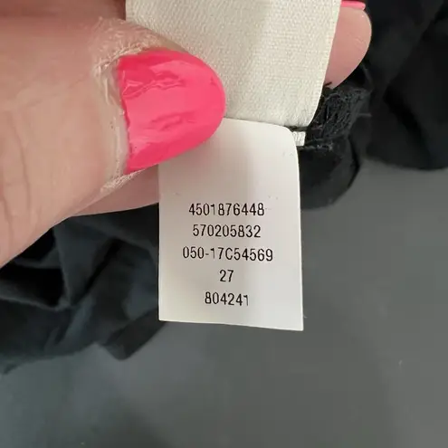 Chico's  0 US Small 4 Essential Tee Dress Asymmetrical Hem Black Midi Shift V-Neck