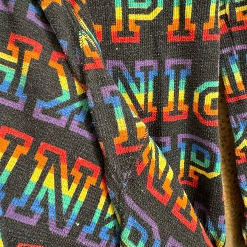 PINK - Victoria's Secret  Rainbow Logo One Piece Pajama Romper Medium