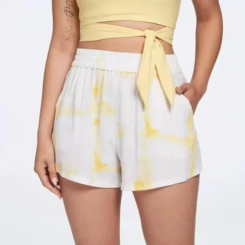 CALIA Womens Cover Up Swim Shorts Size XS Tie Dye Lightweight NWT Summer Yellow