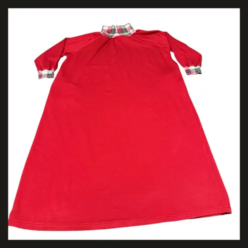 Jaclyn Intimates Intimate Appeal Red Plaid Trim Turtleneck Long Nightgown Dress L Petite NWOT New